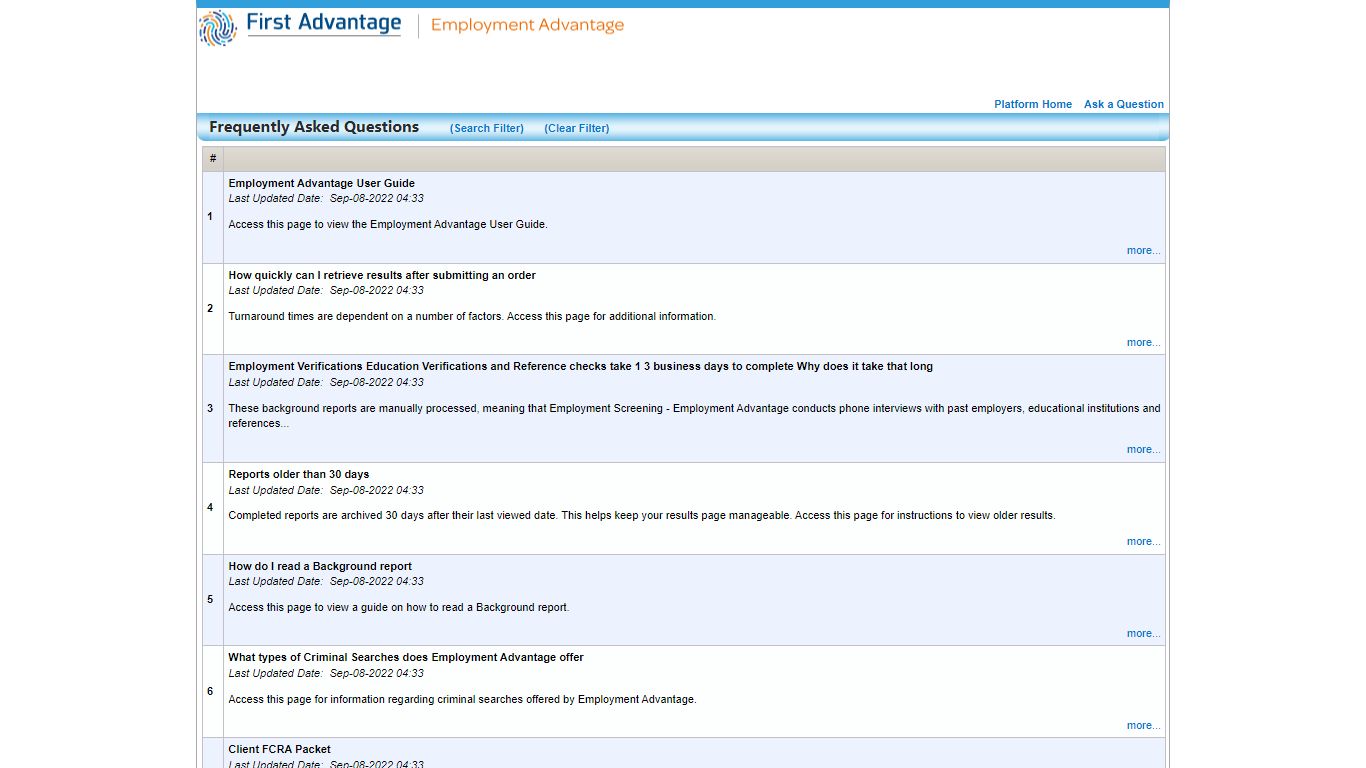 First Advantage Frequently Asked Questions